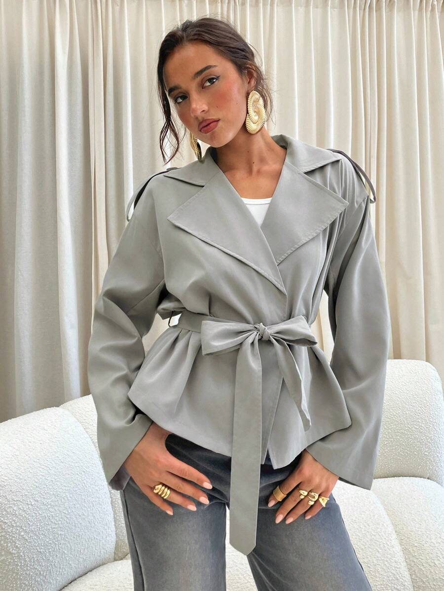 Aloruh 女士优雅休闲通勤复古风衣，初秋