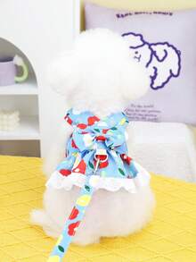 PETSIN Blue Vacation Style Cute Leash Pet Dress - Blue - View 2