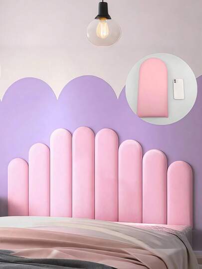 1 pieza Cabecero de dormitorio Decoración de pared de madera, Tatami Almohadilla de pared antichoque suave, Cabecero en arco, Almohadilla de pared antichoque DIY, Adhesivo de pared 3D Papel tapiz autoadhesivo, Almohadilla suave para dormitorio