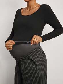 MaterniWear Maternity Casual Commuter Striped Straight Leg Pants  Business Casual Woman  Wide Leg Pants Woman  Office Wear  Beach  Going Out  Fall