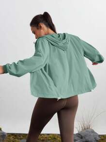 In My Nature 女士休闲户外印花连帽夹克 - 青檸色 - 查看 2