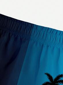 Pantaloncini casual larghi con stampa degradè di alberi di cocco, adatti per l'estate, per ragazzi adolescenti