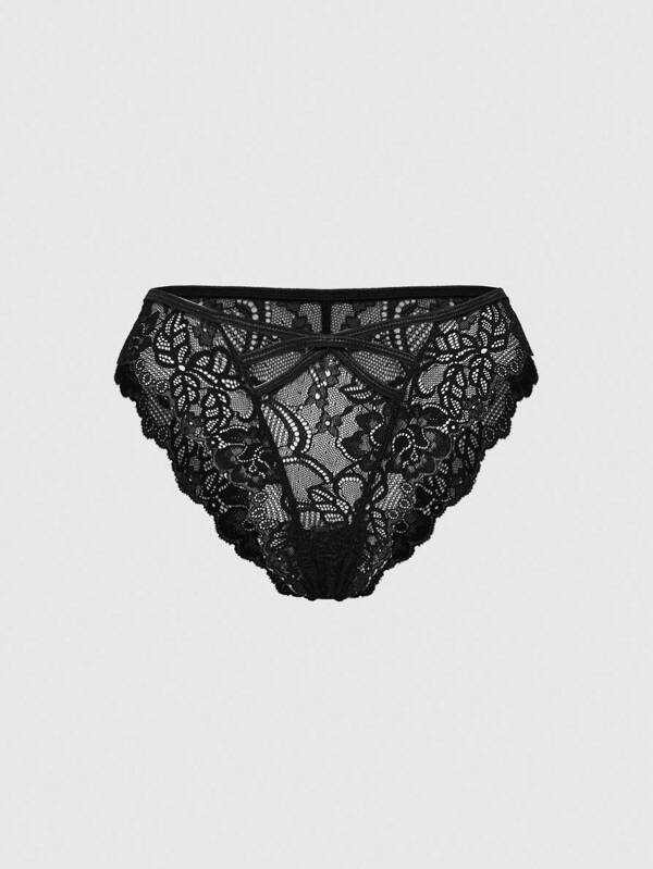 ROMWE Goth Gothic Floral Lace Thong Panties