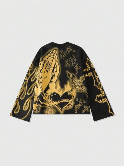 Street Life Sudadera con capucha de manga larga y corta holgada para hombre