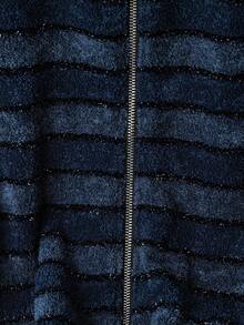 Comfylo Plus Size Women Striped Glitter Baseball Jacket In Fall/Winter - Blue - View 11