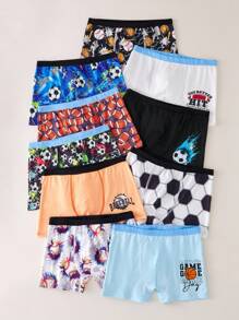 10pcs/Pack Tween Boys' Football, Basketball, Rugby Sports Graphic Print Boxer Briefs Boys Boxers Pack Underpants For Boys Toddler Boy Boxers Fall Winter