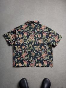 Manfinity Hypemode Herren Jacquard gewebte Kurzarm Strickjacken-Hemd - Schwarz - Übersicht 2
