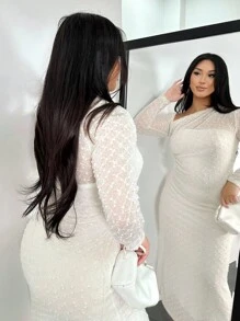 Firerie Vestido elegante y minimalista de moda básica estilo Ins, adecuado para la oficina, el transporte, los festivales de música, los viajes a la playa, de tela texturizada, cuello asimétrico, fruncido, ajustado, estilizador, manga larga, largo maxi, para mujeres, vestido de invitada de boda - Albaricoque - Ver 7