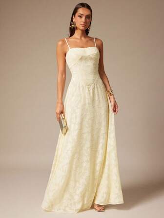 Silquee 女士优雅纯色提花连衣裙，夏季