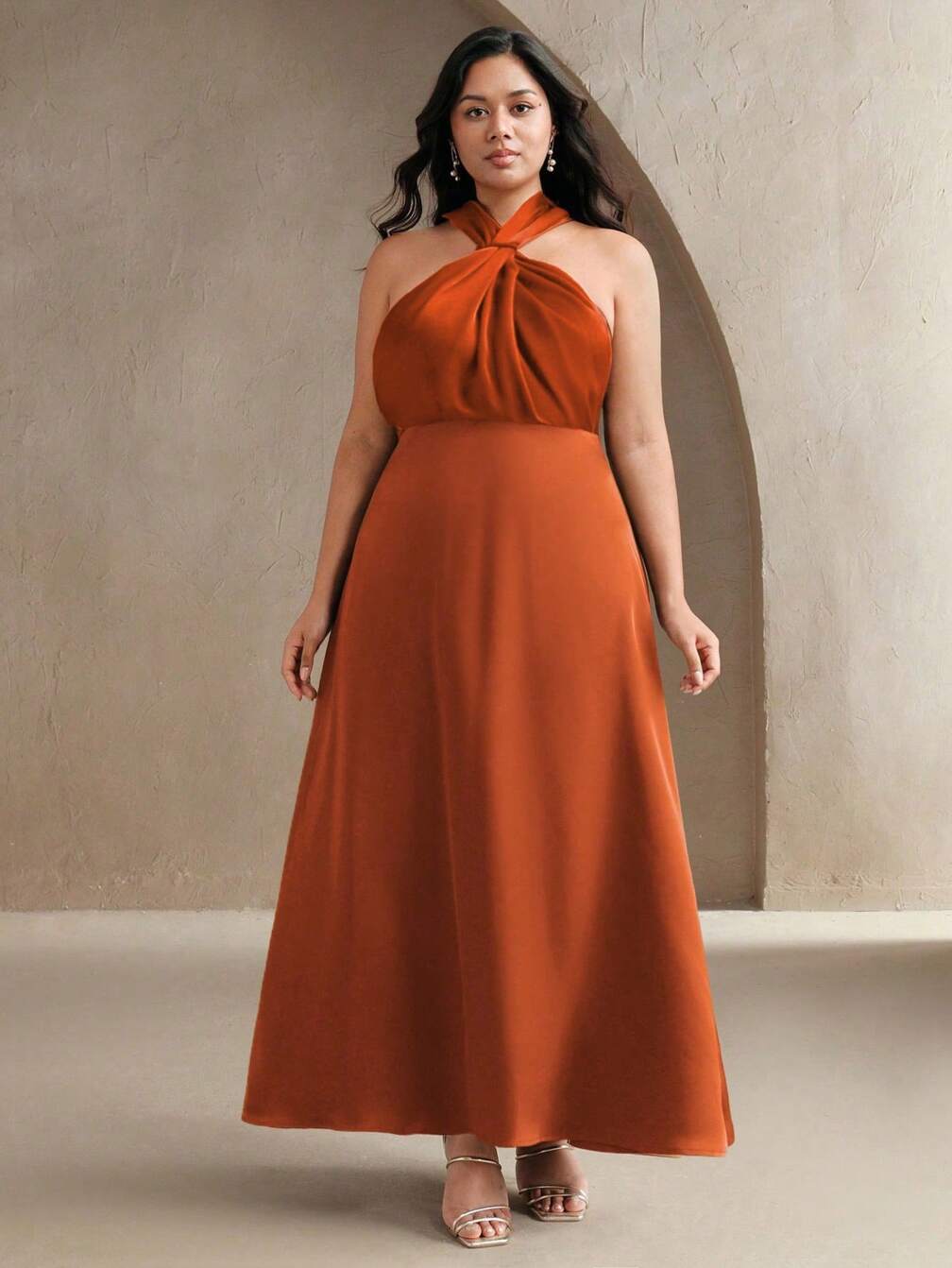 burnt orange plus size dress Elegant Applique Empire Waist Nine-Length Chiffon Evening Dr this dress is sure to make you feel confident and stylish. Azazie Zeya Burnt Orange Chiffon