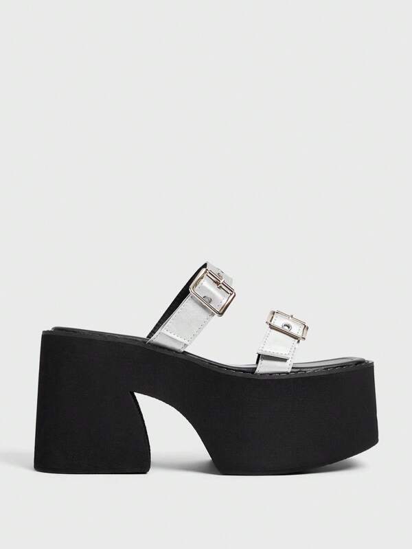 Sugerpunk Sandalias de mujer con remaches y suela gruesa - Estilo punk de verano, casual, de punta abierta y cuña - Cómodas y transpirables, de fácil puesta