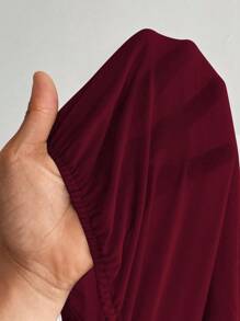 Viva Relle Đầm tiệc nữ size lớn thanh lịch lãng mạn, tay ngắn cánh hoa bèo nhún voan, đầm dự tiệc cưới, màu đỏ rượu vang - Màu Đỏ Sâu - Xem 7