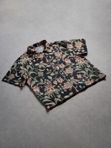 Manfinity Hypemode Herren Jacquard gewebte Kurzarm Strickjacken-Hemd - Schwarz - Übersicht 3