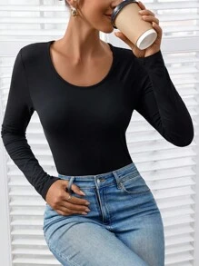 INAWLY Set 2 Potong Kaos Lengan Panjang Polos Kasual Wanita, Pakaian Musim Gugur untuk Wanita - MultiWarna - View 7