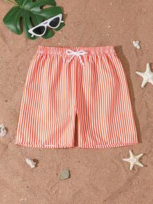 SHEIN Quần short đi biển sọc cho bé trai tuổi teen, đồ dùng thiết yếu cho bãi biển, tiệc hồ bơi vào mùa hè Quần bơi sọc đỏ cho nam Quần bơi sọc đỏ trắng Quần bơi đỏ cho nam - Đỏ và trắng - Xem 3