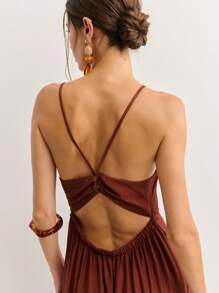 Nöista 层叠式长裙，荷叶边细节，胸部系带。轻盈飘逸的面料，完美契合圣约翰节、节日盛装以及温暖夏日。阳光风格的迷人之选。 - 紅色 - 查看 4