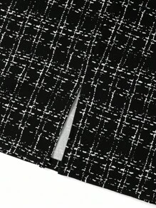 Ellevyn 2 件女士优雅黑色商务/通勤法式格子衬衫和裙子套装黑白格子教师装，老钱风格秋季女装套装，黑色正装，适合外出 - 黑色 - 查看 5