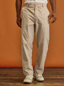 Musero Slim Fit Branded Patch Pants Sets Belt Loop Button Fastening Spring Summer Holiday Vacation - Army Green - View 2