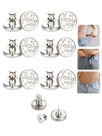 6 Pcs/12Pcs Jeans Buttons Replacement 17mm No Sewing Metal Button Repair Kit Nailless Removable Jean Buttons Replacement Combo Valentines Wedding, Birthday, Buttons, Sewing, Sewing Supplies, Sewing Accessories, Craft Supplies, DIY, Crafts For Adults
