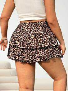 Solflare 大码女式豹纹多层休闲裙 - 彩色 - 查看 2