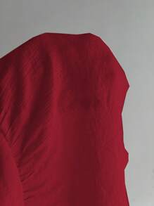 Pariaura 女士可爱纯色褶皱粉色吊带背心，夏季大学可爱上衣，酒红色上衣，勃艮第酒红色上衣，夏季上衣，红色上衣 - 紅色 - 查看 4