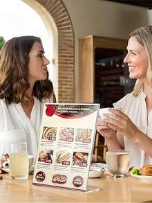 SHEIN Acrylic Sign Holder, Clear Tabletop Menu Stand, Slant Back Transparent File Table Holder, For Home Office Retail Show Fair Restaurants Wedding Reception Party Decoration, 4''x6'',6/10pcs