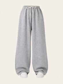 SHEIN Explorewe 抽绳下摆阔腿直筒休闲裤