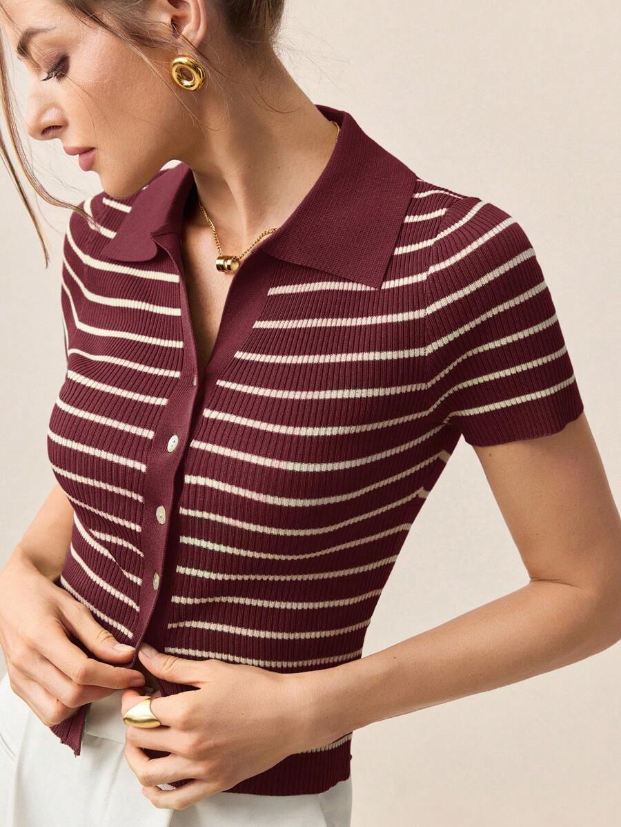 BizChic Áo khoác cardigan kẻ sọc cổ bẻ màu đỏ tía cài cúc phía trước dành cho nữ, sang trọng và thanh lịch, phù hợp cho đi làm trong thành phố, mặc hàng ngày, phong cách vintage lãng mạn thập niên 90, thích hợp cho Giáng sinh, Năm mới, Ngày Valentine, tiệc tùng, đi biển, lễ tốt nghiệp, đa năng và tối giản, phù hợp cho khách dự đám cưới, chủ nhà, hẹn hò, tiệc tùng, buổi hòa nhạc, bữa ăn sáng muộn, sân bay, kỳ nghỉ.