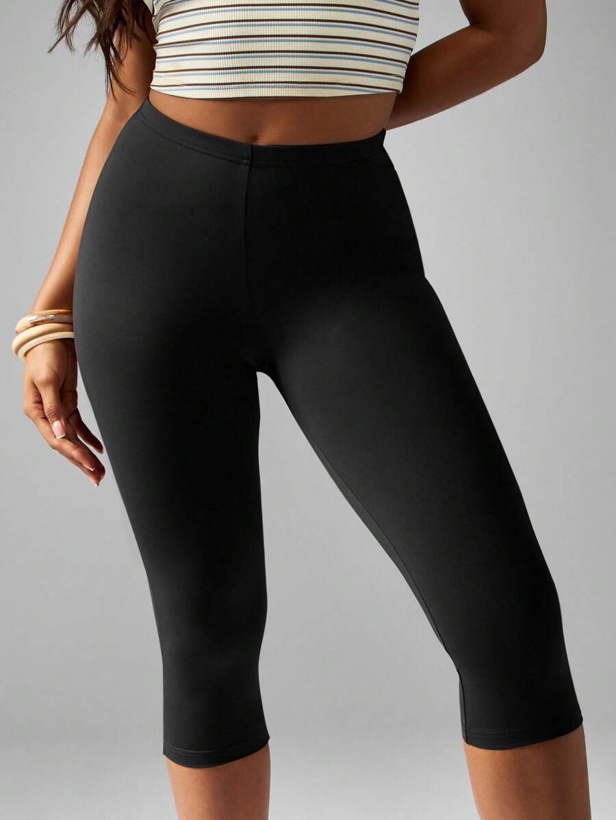 MISSGUIDED Quần bó Capri cạp cao co giãn cao cấp, quần thể thao tập luyện, chạy bộ - màu đen - Xem 1