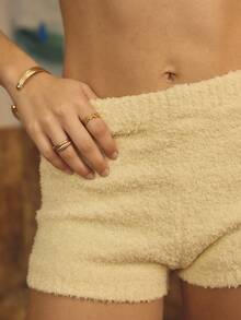 Aralina Sleepwear Fall Winter Knit Boucle Soft Loungewear Butter Yellow Short - Yellow - View 3