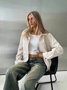 Aloruh Damen Lässig Outdoor Pendler Khaki Stehkragen Jacke, Frühling/Herbst