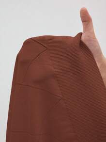 BizChic 2025秋冬新款咖啡棕色Polo领钻石纹针织女毛衣，优雅都市商务休闲办公装，适合约会、派对、郊游、机场、浪漫乡村音乐会、复古韩式、机场、婚礼嘉宾、生日、万圣节、圣诞节 - 咖啡棕 - 查看 7