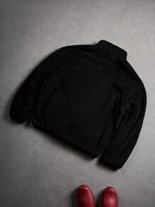 PAVTROS Manfinity Streetrush Men's Casual Embroidered Fleece Jacket, Autumn/Winter, Y2k Jacket, Cross Jacket, Letter Man Jacket, Grunge - Black - View 7