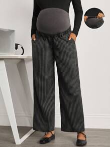 MaterniWear Maternity Casual Commuter Striped Straight Leg Pants  Business Casual Woman  Wide Leg Pants Woman  Office Wear  Beach  Going Out  Fall