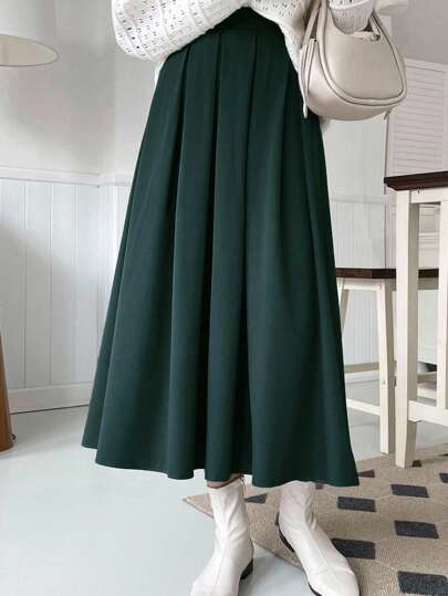 DAZY 女士休闲纯色百褶裙秋季款
