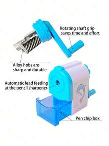 SHEIN مبراة أقلام بطبعة وحيد القرن الدلفين، مبراة يدوية لطلاب المدارس - هدية مثالية للقرطاسية والمكتبية!