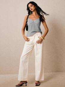 Poéselle 女式条纹宽松休闲吊带背心，夏季 - 黑與白 - 查看 2