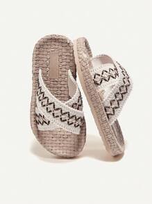 轻质编织休闲沙滩/室内/户外时尚平底凉鞋，适合女孩、婴儿、儿童、夏季