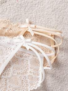 SHEIN 4件套法式浪漫蕾丝内衣套装