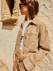 Maija 女士休闲日常水洗纽扣牛仔夹克