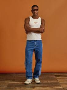 Musero Slim Fit Panel Detailing Denim Jean Pants Button Fastening Summer Spring Vacation - Multicolor - View 1