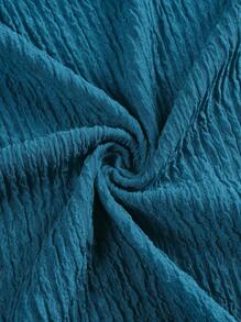 SOLERSUN Plus Size Women's Spring And Summer Solid Color Textured Fabric Waist Hollow Twist High Slit Sexy Long Dress, Beach Vacation - Teal Blue - View 7