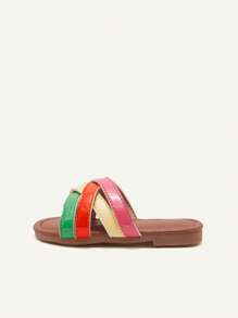 1 Pair Summer Colorblock Crisscross Fashionable Cute Comfortable Versatile Flat Baby Girl Slippers - Multicolor - View 4