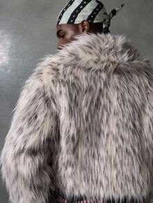 NEON BLANC 男士短款仿毛领外套，秋冬款，情侣装 - 米色 - 查看 6