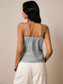 Poéselle 女式条纹宽松休闲吊带背心，夏季 - 黑與白 - 查看 5