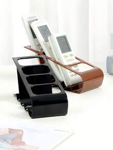 1PC Free Drill TV Remote Holder Stand Creative Non Slip Multifunctional Desktop Organizer Simple Home Storage Solution For Living Room Office Black White Universal Remote Control Shelf Hot - Multicolor - View 4