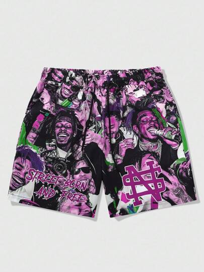 Street Life Pantalones cortos estampados tejidos para hombres, adecuados para el uso diario en primavera/verano