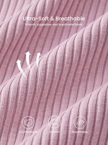 LUVLETTE Soft Cotton Plus Women Misty Forest Style Pink Soft Ribbed Cotton Round Neck Pajamas Dresses Vestidos Casuales De Mujer Lingerie As Outerwear Cozy At Home Bridal Intimates& Pyjamadressing - Pink - View 5