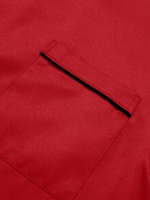 Manfinity Homme 男式撞色前扣短袖厨师衬衫 - 紅色 - 查看 5