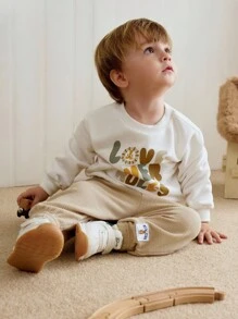 Cozy Pixies 2pcs Baby Boy Letter Graphic Knitted Soft Crew Neck Long Sleeve Hoodie And Drawstring Waist Ankle Length Pants Set Baby Casual Sets Cute Toddler Sets Neutral Baby Clothes Baby Set Autumn Winter Season Neutral Gender Baby Clothes Mocha Baby Clothes Neutral Baby Clothes Unisex Infant Boy Clothes Long Sleeve Baby Boy Pajama Bamboo Baby Boy Clothes Long Sleeve Fall - Multicolor - View 1